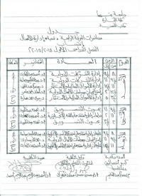 جدول محاضرات الشعبة العربي