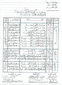 جدول محاضرات الشعبة العربي