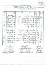 جدول محاضرات الشعبة العربي